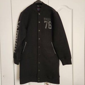 MNWKA Men`s Black Bomber Long Jacket/ Coat (L)